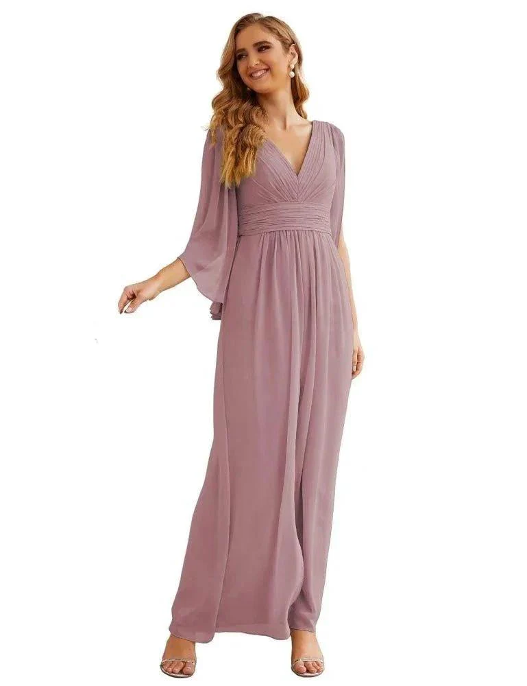 Numbersea Chiffon Bridesmaid Dresses with Split for Women Wedding Long Party Prom Gown Flutter Sleeve SEA28045 - Image 16