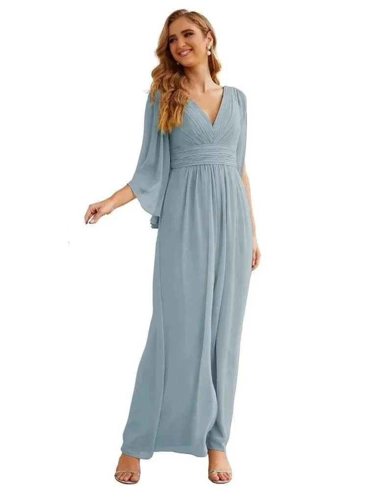 Numbersea Chiffon Bridesmaid Dresses with Split for Women Wedding Long Party Prom Gown Flutter Sleeve SEA28045 - Image 21