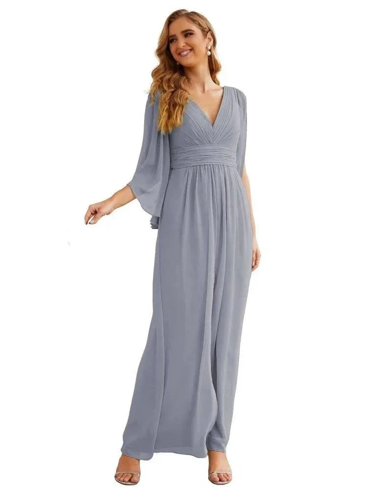 Numbersea Chiffon Bridesmaid Dresses with Split for Women Wedding Long Party Prom Gown Flutter Sleeve SEA28045 - Image 26