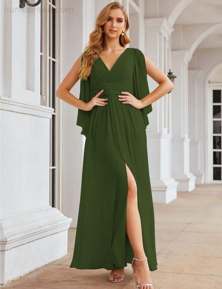 Numbersea Chiffon Bridesmaid Dresses with Split for Women Wedding Long Party Prom Gown Flutter Sleeve SEA28045 - Image 33