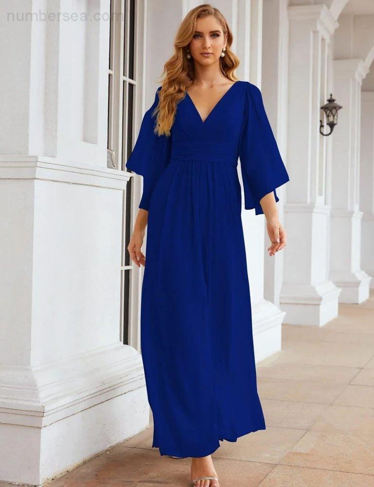 Numbersea Chiffon Bridesmaid Dresses with Split for Women Wedding Long Party Prom Gown Flutter Sleeve SEA28045 - Image 45