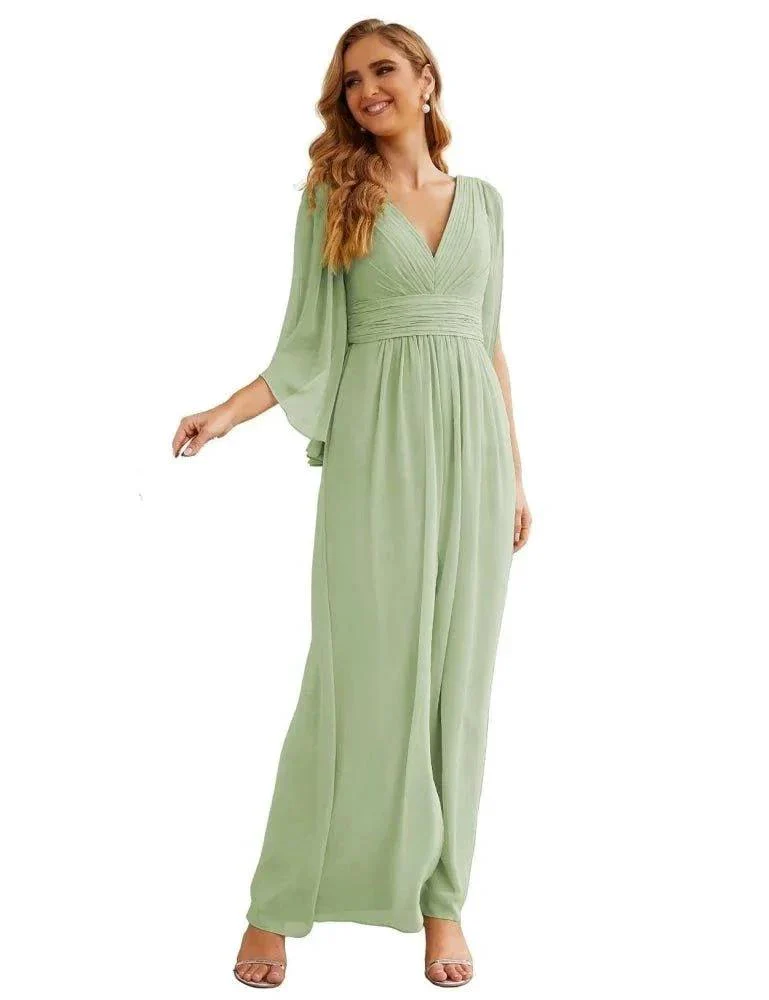 Numbersea Chiffon Bridesmaid Dresses with Split for Women Wedding Long Party Prom Gown Flutter Sleeve SEA28045 - Image 46