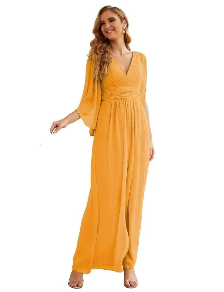 Numbersea Chiffon Bridesmaid Dresses with Split for Women Wedding Long Party Prom Gown Flutter Sleeve SEA28045 - Image 6
