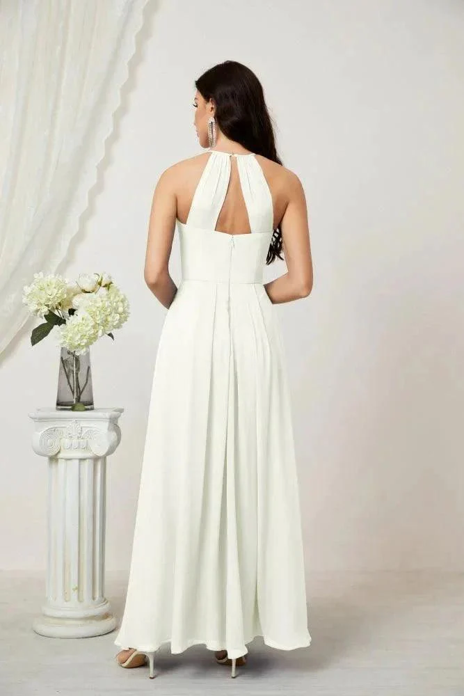 Numbersea Chiffon Halter Bridesmaid Dresses Long A-Line Formal Evening Dress 2805 - Image 102