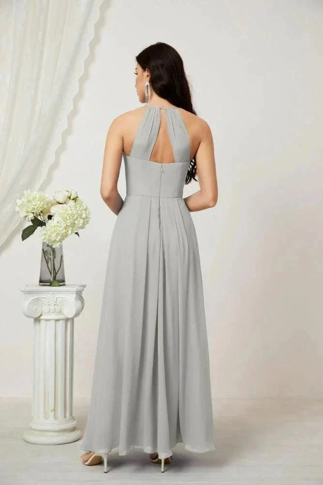 Numbersea Chiffon Halter Bridesmaid Dresses Long A-Line Formal Evening Dress 2805 - Image 106