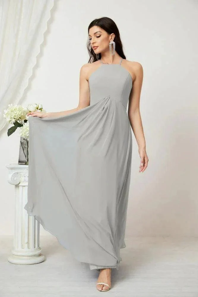 Numbersea Chiffon Halter Bridesmaid Dresses Long A-Line Formal Evening Dress 2805 - Image 107