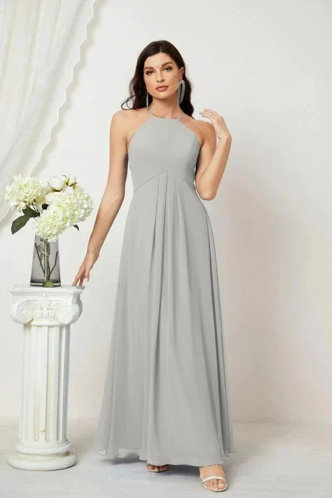 Numbersea Chiffon Halter Bridesmaid Dresses Long A-Line Formal Evening Dress 2805 - Image 108
