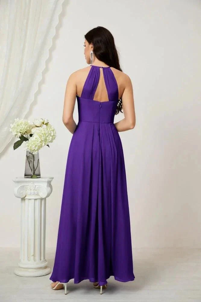 Numbersea Chiffon Halter Bridesmaid Dresses Long A-Line Formal Evening Dress 2805 - Image 110