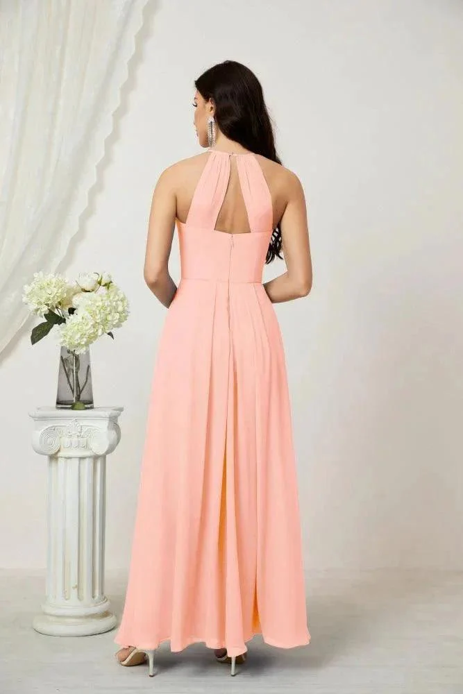 Numbersea Chiffon Halter Bridesmaid Dresses Long A-Line Formal Evening Dress 2805 - Image 114