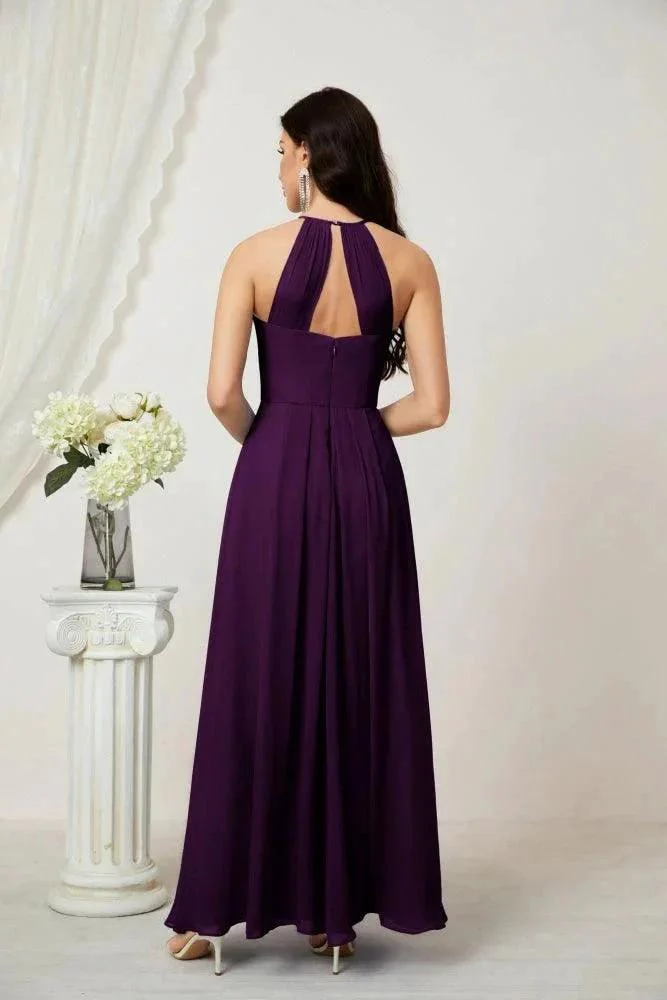 Numbersea Chiffon Halter Bridesmaid Dresses Long A-Line Formal Evening Dress 2805 - Image 122