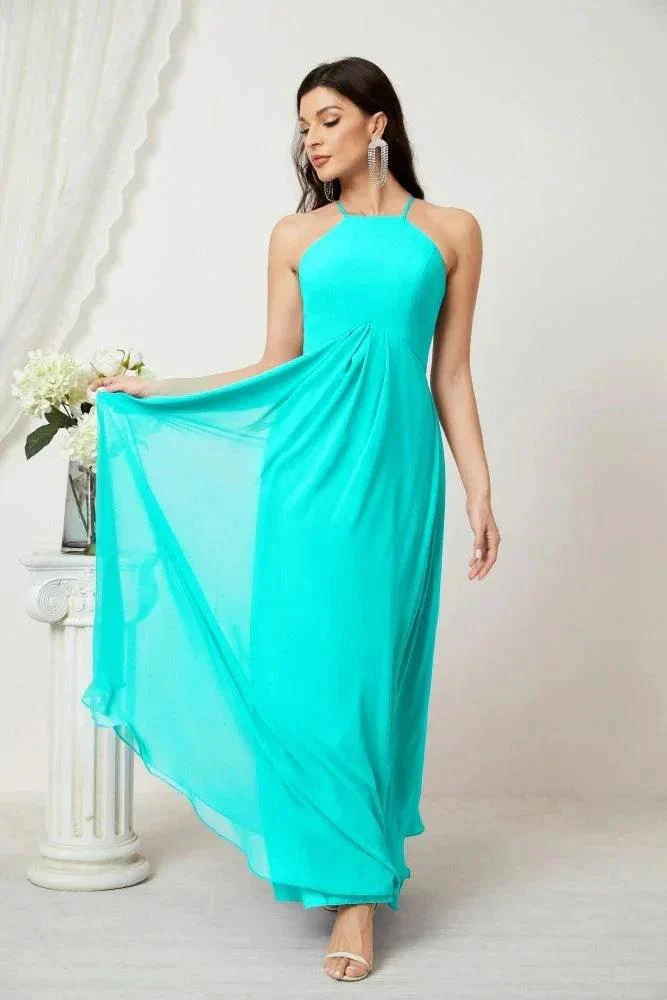 Numbersea Chiffon Halter Bridesmaid Dresses Long A-Line Formal Evening Dress 2805 - Image 127