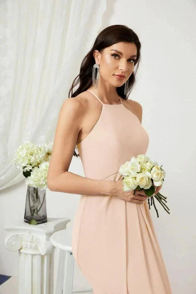 Numbersea Chiffon Halter Bridesmaid Dresses Long A-Line Formal Evening Dress 2805 - Image 137