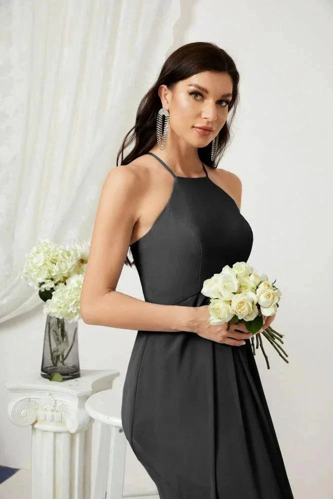Numbersea Chiffon Halter Bridesmaid Dresses Long A-Line Formal Evening Dress 2805 - Image 149