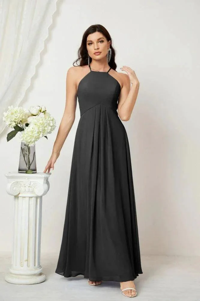 Numbersea Chiffon Halter Bridesmaid Dresses Long A-Line Formal Evening Dress 2805 - Image 152