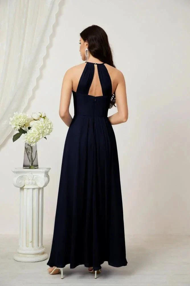 Numbersea Chiffon Halter Bridesmaid Dresses Long A-Line Formal Evening Dress 2805 - Image 154