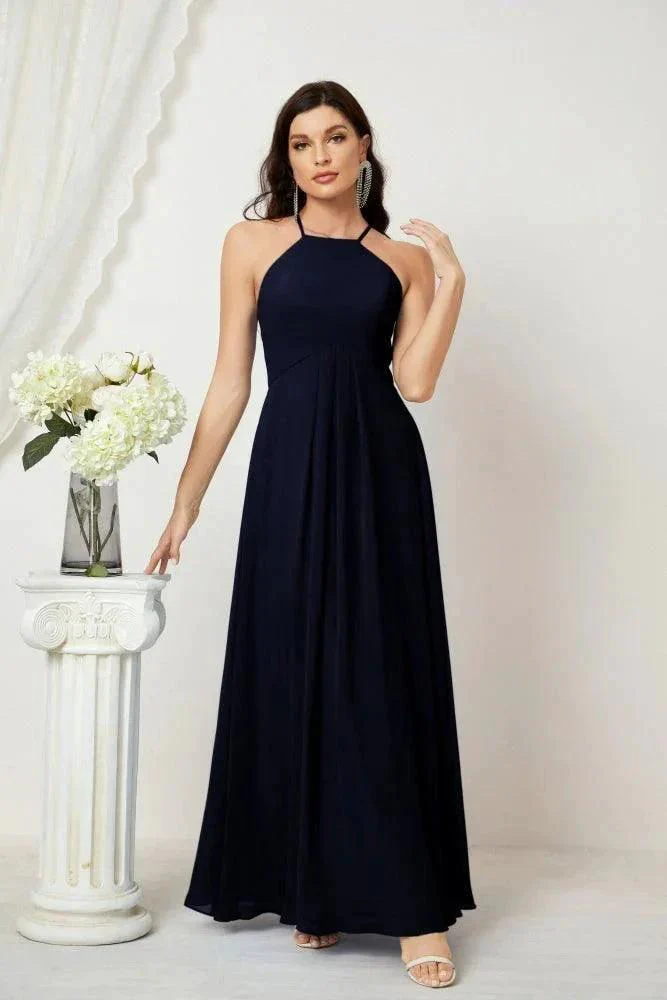 Numbersea Chiffon Halter Bridesmaid Dresses Long A-Line Formal Evening Dress 2805 - Image 167