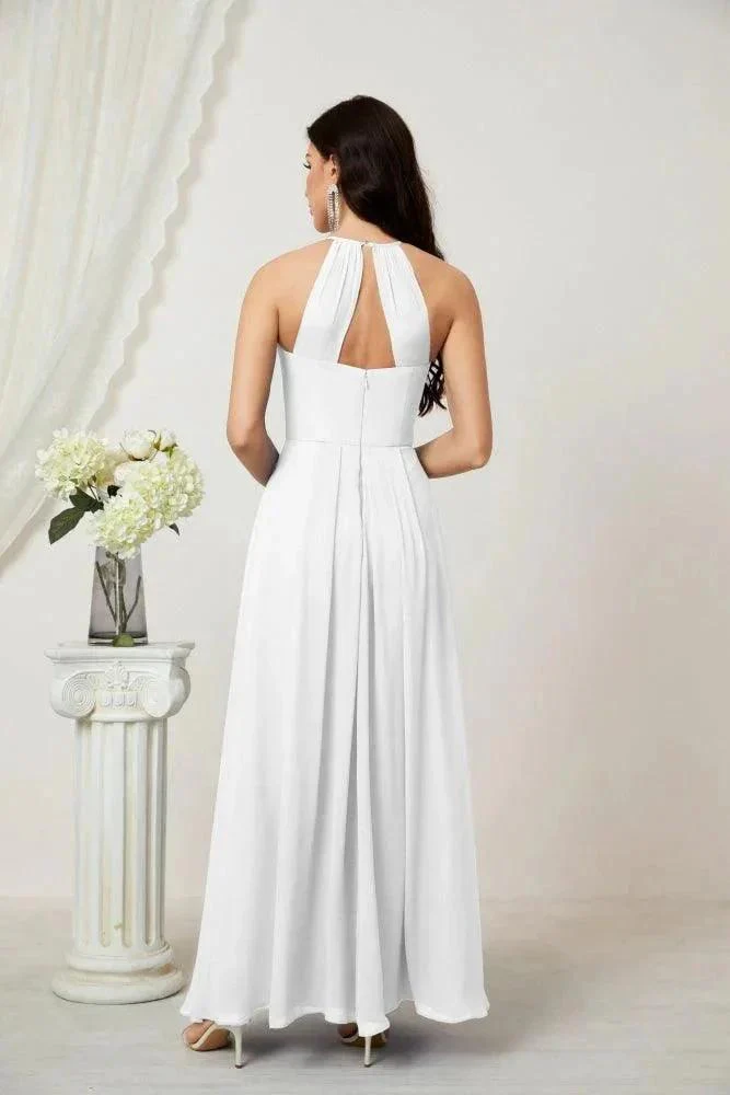 Numbersea Chiffon Halter Bridesmaid Dresses Long A-Line Formal Evening Dress 2805 - Image 172