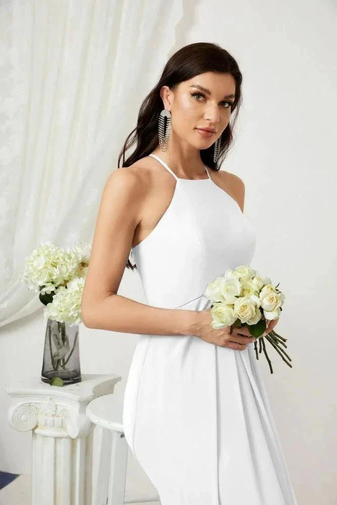 Numbersea Chiffon Halter Bridesmaid Dresses Long A-Line Formal Evening Dress 2805 - Image 174
