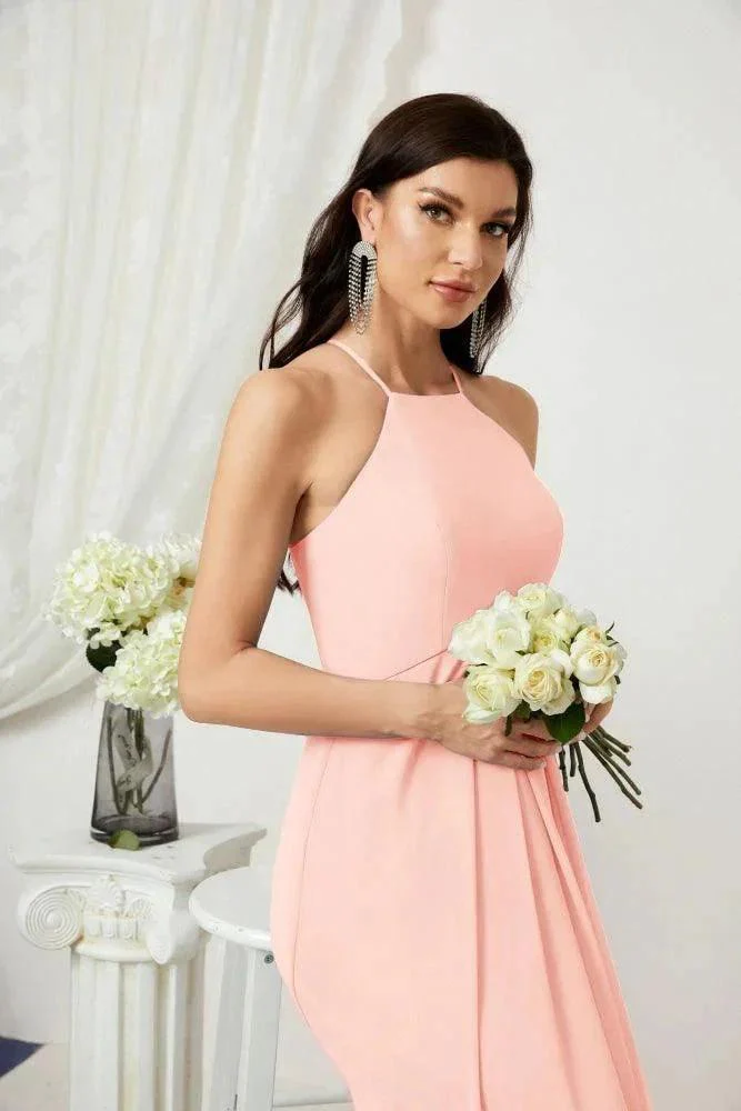 Numbersea Chiffon Halter Bridesmaid Dresses Long A-Line Formal Evening Dress 2805 - Image 185