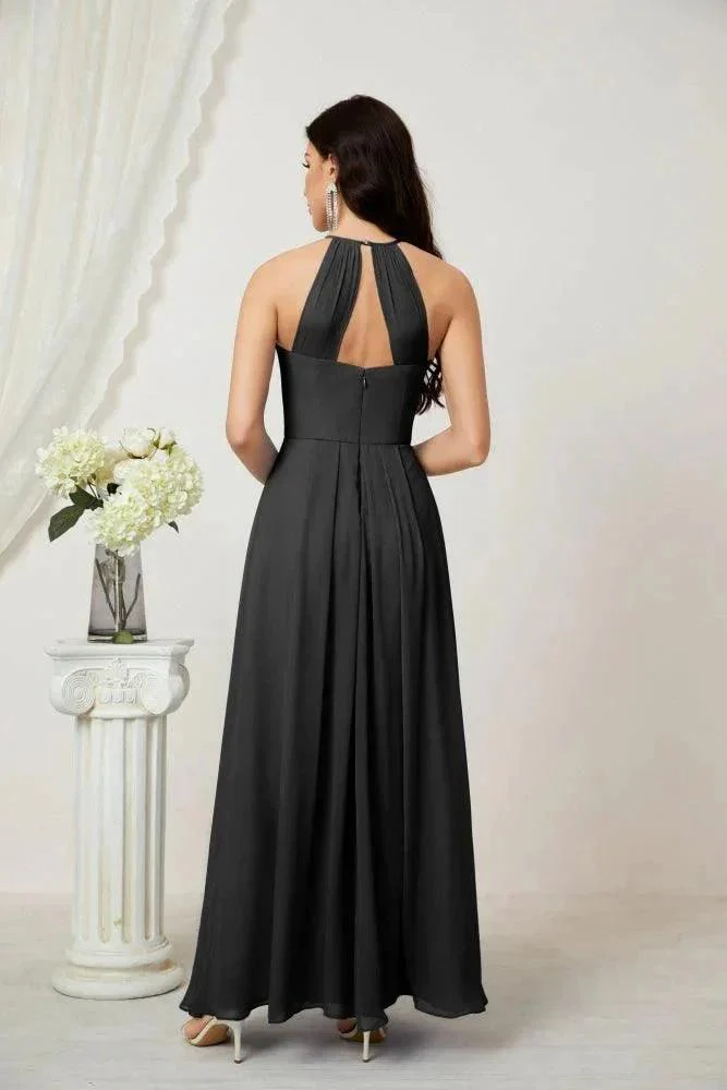 Numbersea Chiffon Halter Bridesmaid Dresses Long A-Line Formal Evening Dress 2805 - Image 201