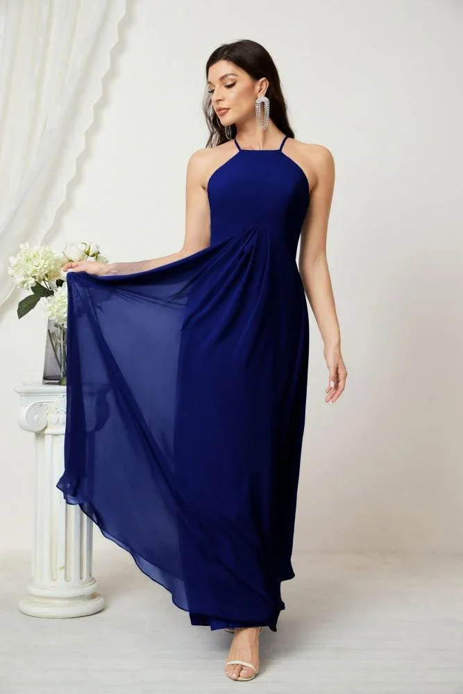 Numbersea Chiffon Halter Bridesmaid Dresses Long A-Line Formal Evening Dress 2805 - Image 203
