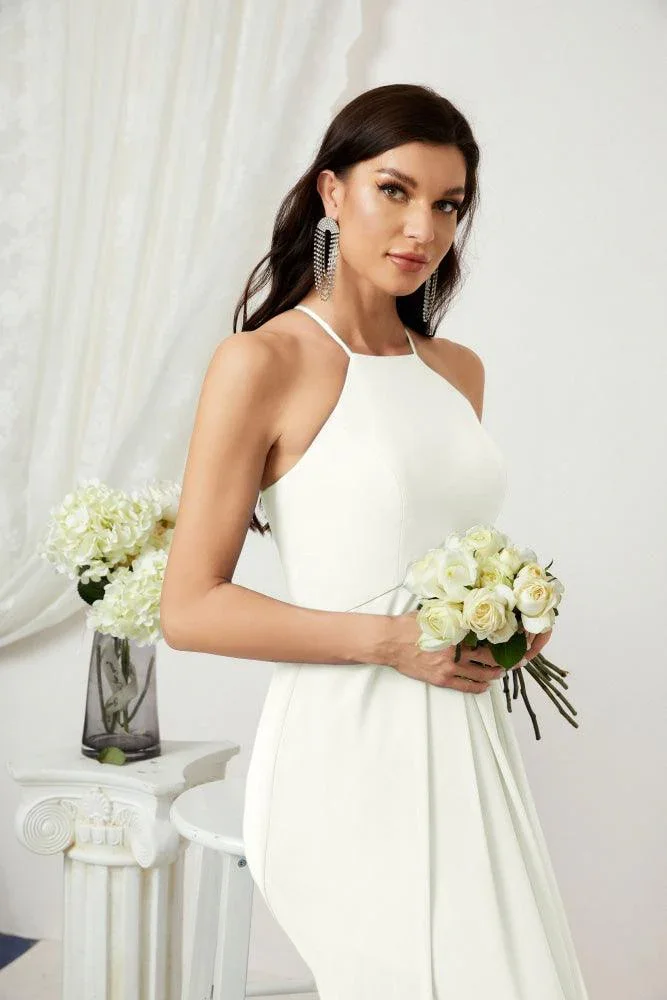 Numbersea Chiffon Halter Bridesmaid Dresses Long A-Line Formal Evening Dress 2805 - Image 206