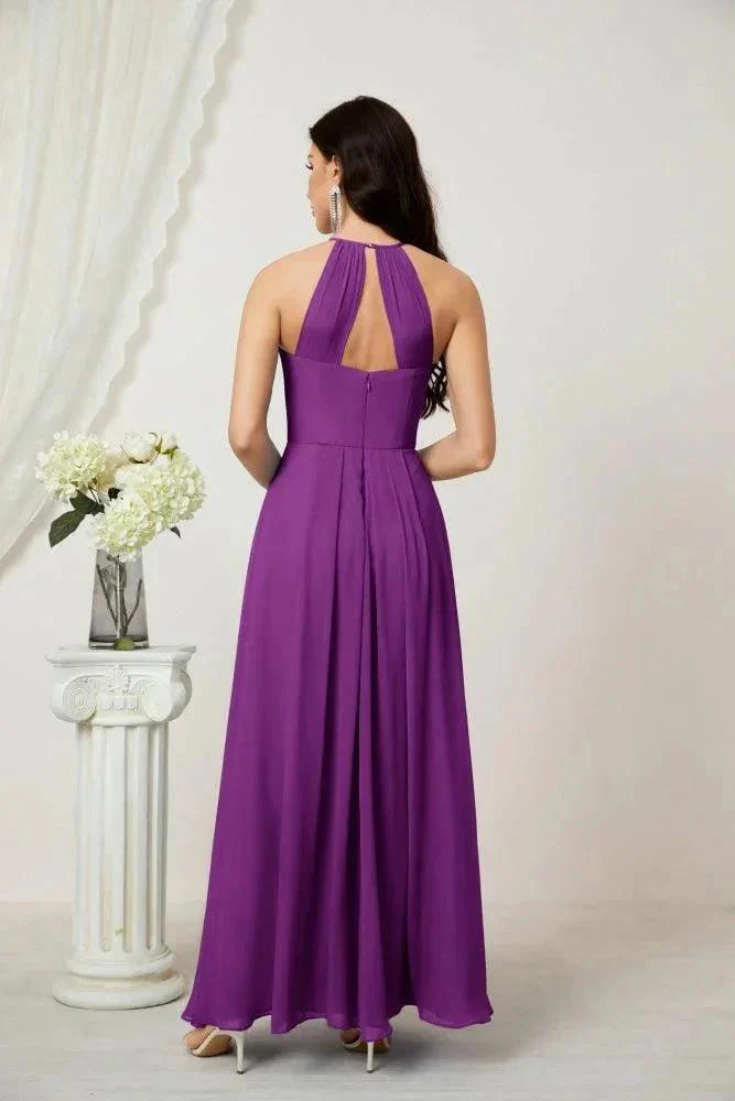 Numbersea Chiffon Halter Bridesmaid Dresses Long A-Line Formal Evening Dress 2805 - Image 211