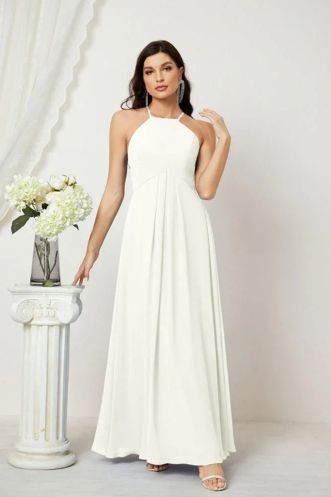 Numbersea Chiffon Halter Bridesmaid Dresses Long A-Line Formal Evening Dress 2805 - Image 213