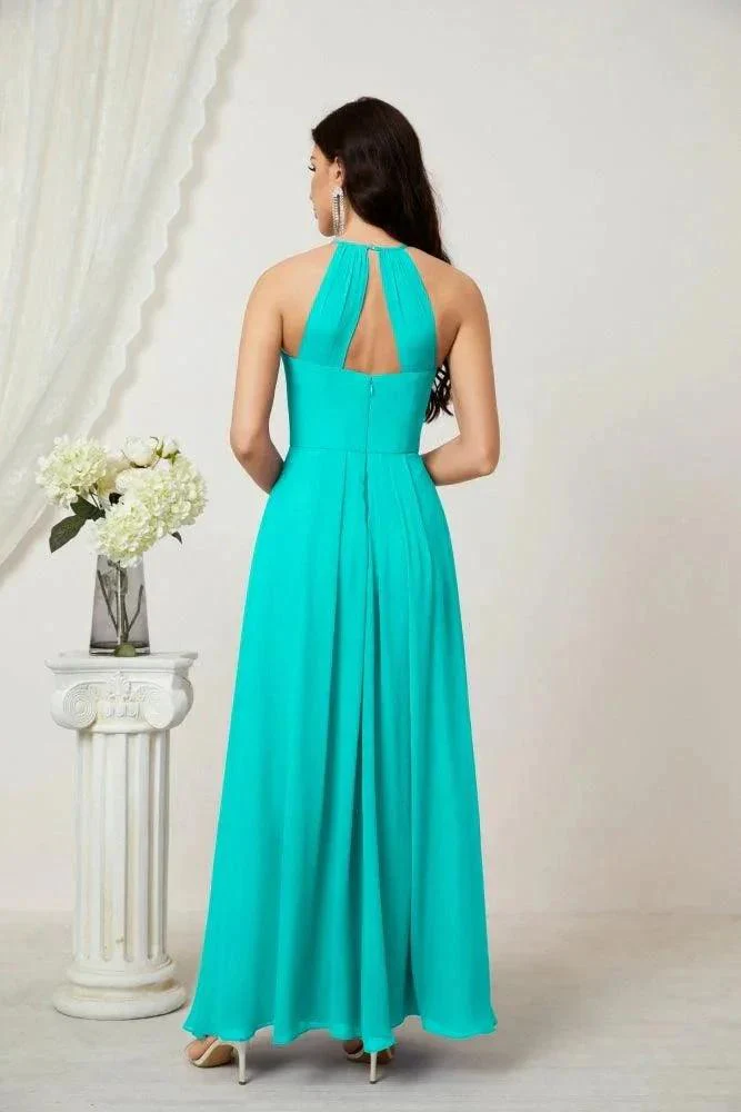 Numbersea Chiffon Halter Bridesmaid Dresses Long A-Line Formal Evening Dress 2805 - Image 232