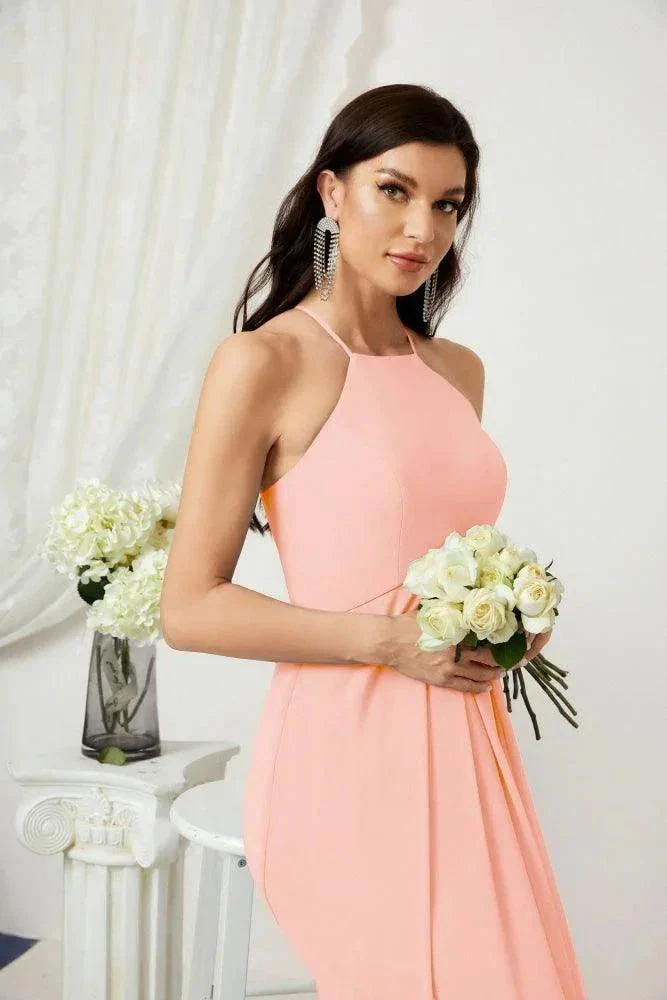Numbersea Chiffon Halter Bridesmaid Dresses Long A-Line Formal Evening Dress 2805 - Image 242