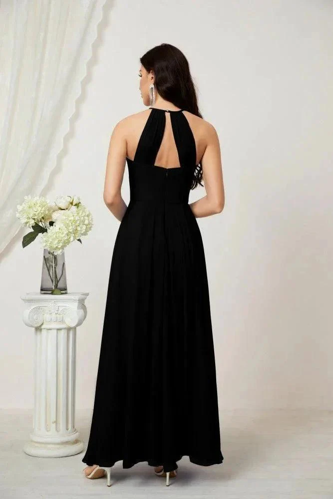 Numbersea Chiffon Halter Bridesmaid Dresses Long A-Line Formal Evening Dress 2805 - Image 58