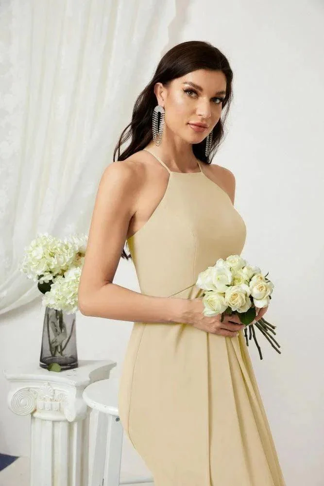 Numbersea Chiffon Halter Bridesmaid Dresses Long A-Line Formal Evening Dress 2805 - Image 61