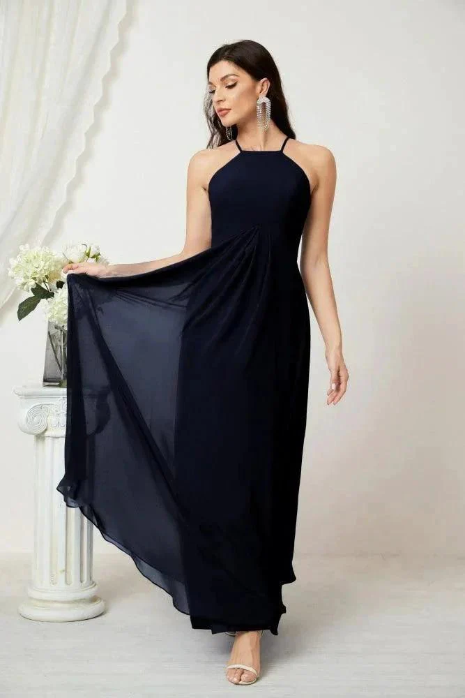 Numbersea Chiffon Halter Bridesmaid Dresses Long A-Line Formal Evening Dress 2805 - Image 71
