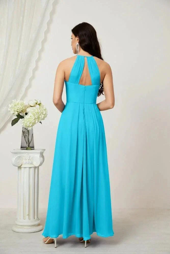 Numbersea Chiffon Halter Bridesmaid Dresses Long A-Line Formal Evening Dress 2805 - Image 90
