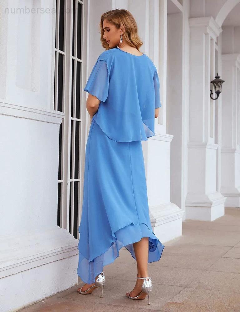 Sunnderly Chiffon Plus Size Mother of Bride Dresses with Jacket Formal Dresses for Wedding SY28073 - Image 2