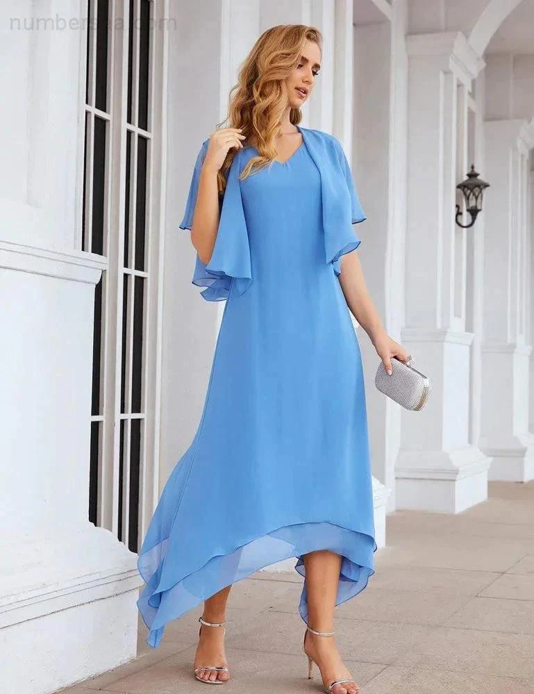 Sunnderly Chiffon Plus Size Mother of Bride Dresses with Jacket Formal Dresses for Wedding SY28073 - Image 5