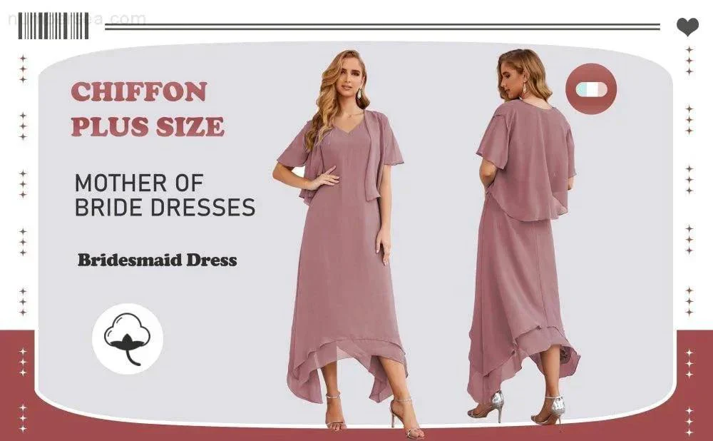 Sunnderly Chiffon Plus Size Mother of Bride Dresses with Jacket Formal Dresses for Wedding SY28073 - Image 71