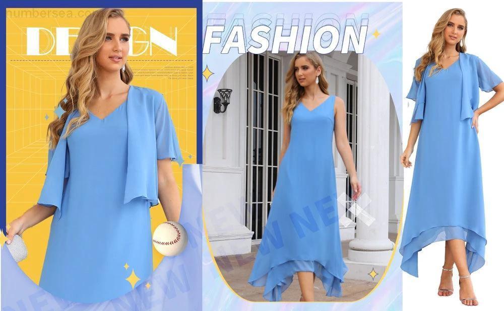 Sunnderly Chiffon Plus Size Mother of Bride Dresses with Jacket Formal Dresses for Wedding SY28073 - Image 73
