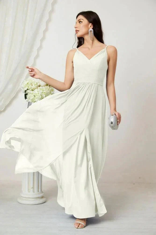 Numbersea Chiffon V-Neck Bridesmaid Dress Spaghetti Strap Long Formal Party Prom Gowns with Slit 28010 - Image 101