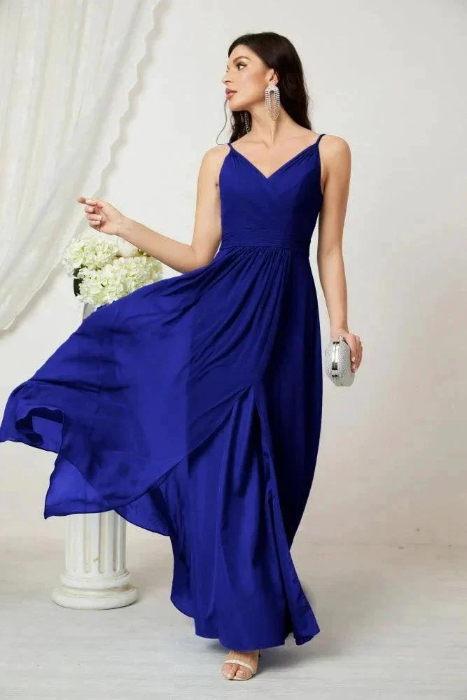 Numbersea Chiffon V-Neck Bridesmaid Dress Spaghetti Strap Long Formal Party Prom Gowns with Slit 28010 - Image 145