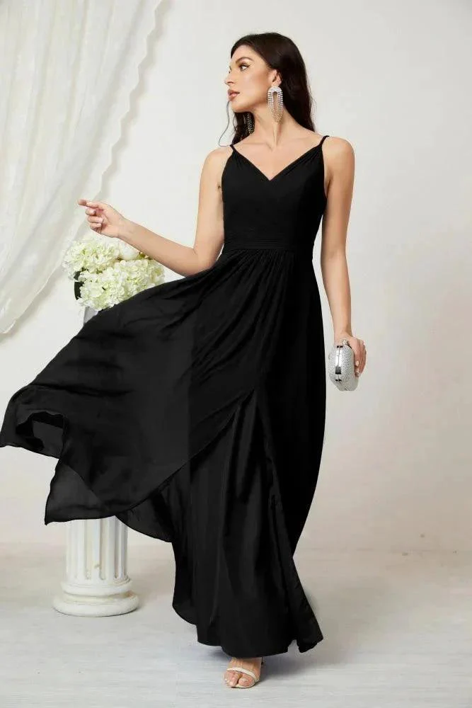 Numbersea Chiffon V-Neck Bridesmaid Dress Spaghetti Strap Long Formal Party Prom Gowns with Slit 28010 - Image 57