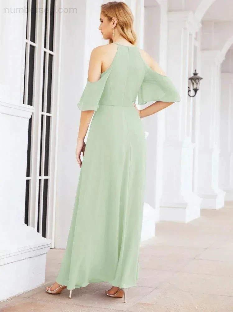 Numbersea Cold Shoulder Bridesmaid Dresses A-Line Long Formal Evening Gowns 28074 - Image 10