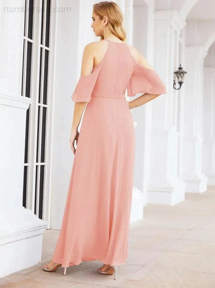 Numbersea Cold Shoulder Bridesmaid Dresses A-Line Long Formal Evening Gowns 28074 - Image 12