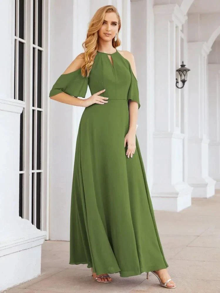 Numbersea Cold Shoulder Bridesmaid Dresses A-Line Long Formal Evening Gowns 28074 - Image 13