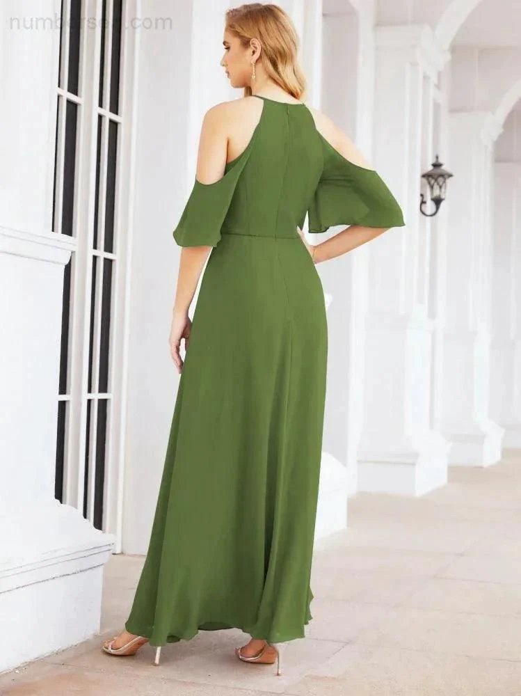 Numbersea Cold Shoulder Bridesmaid Dresses A-Line Long Formal Evening Gowns 28074 - Image 14