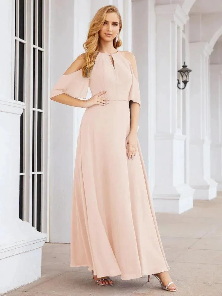 Numbersea Cold Shoulder Bridesmaid Dresses A-Line Long Formal Evening Gowns 28074 - Image 15