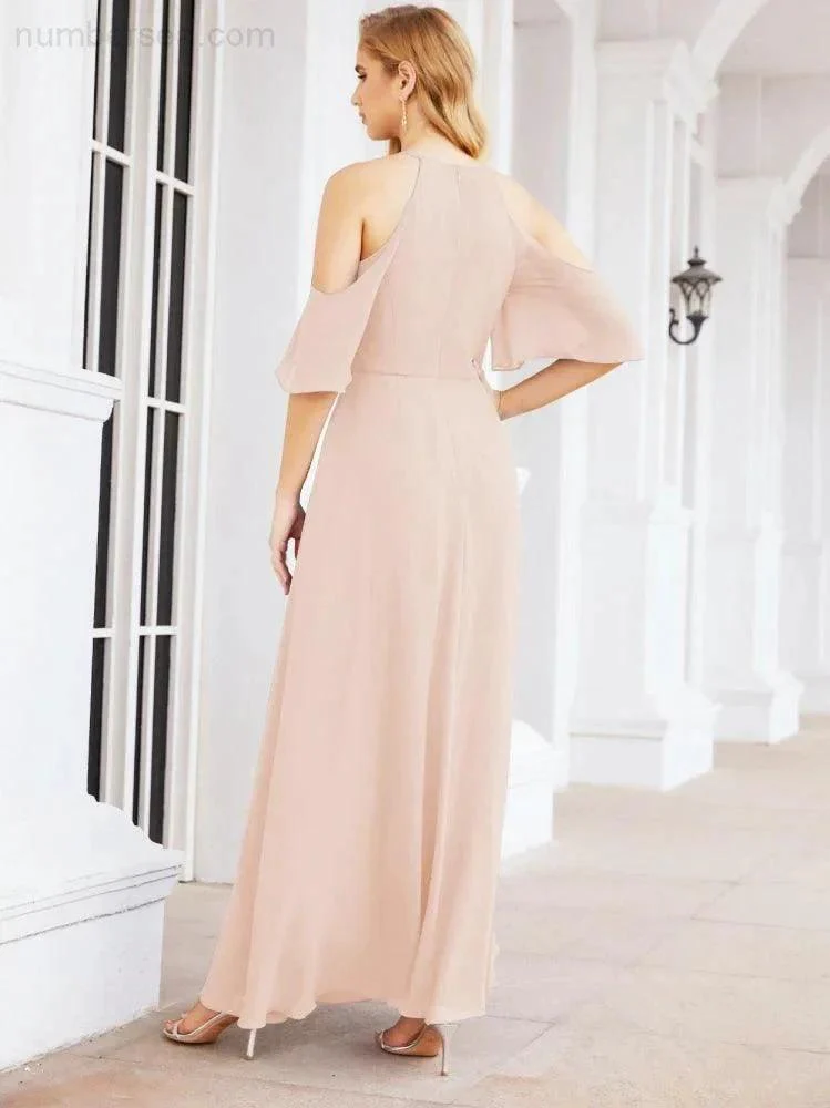 Numbersea Cold Shoulder Bridesmaid Dresses A-Line Long Formal Evening Gowns 28074 - Image 16