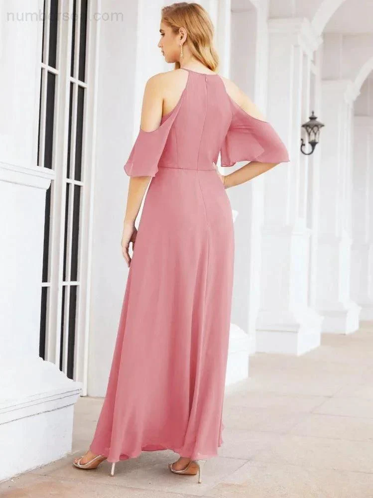 Numbersea Cold Shoulder Bridesmaid Dresses A-Line Long Formal Evening Gowns 28074 - Image 22