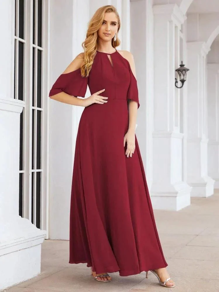 Numbersea Cold Shoulder Bridesmaid Dresses A-Line Long Formal Evening Gowns 28074 - Image 23
