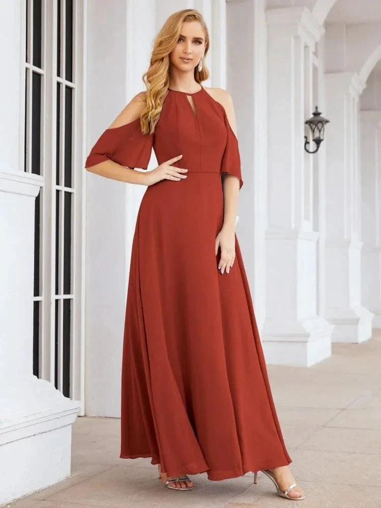 Numbersea Cold Shoulder Bridesmaid Dresses A-Line Long Formal Evening Gowns 28074 - Image 37